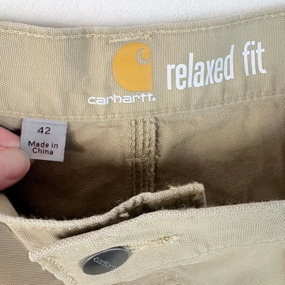 Carhartt Cargo Shorts Mens 42 Tan Excellent Relaxed Fit Cotton‎ Canvas Utility